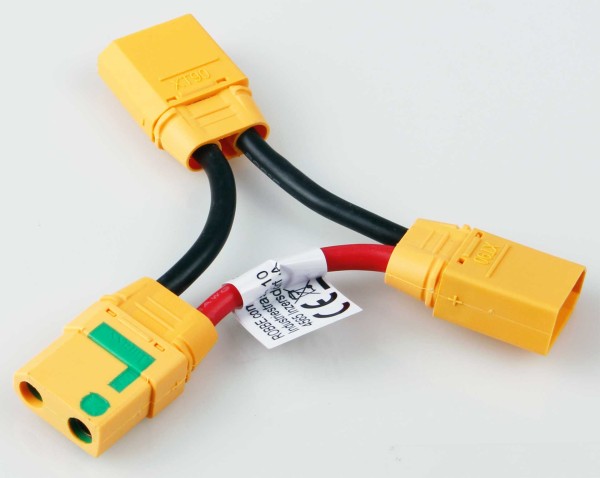 Robbe Modellsport Adapterkabel XT-90 Anti Blitz seriell Buchse auf 2 Stecker 30mm Kabellänge 12AWG 1