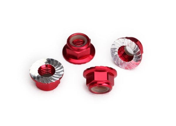 Stopmutter Alu 5mm mit Flansch verzahnt rot (4)