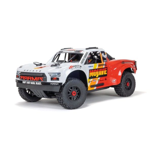 ARRMA 1/8 MOJAVE 4S 4X4 RTR Brushless Desert Truck, White/Red