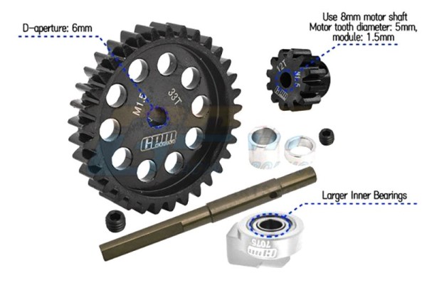 40CR Medium Carbon Stahl Hauptzahnrad 33Z mit 12Z Ritzel X-MAXX / XRT