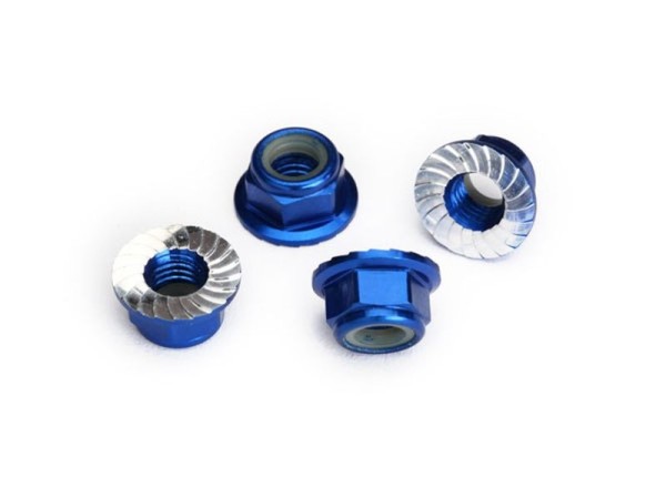 Stopmutter Alu 5mm mit Flansch verzahnt blau (4)