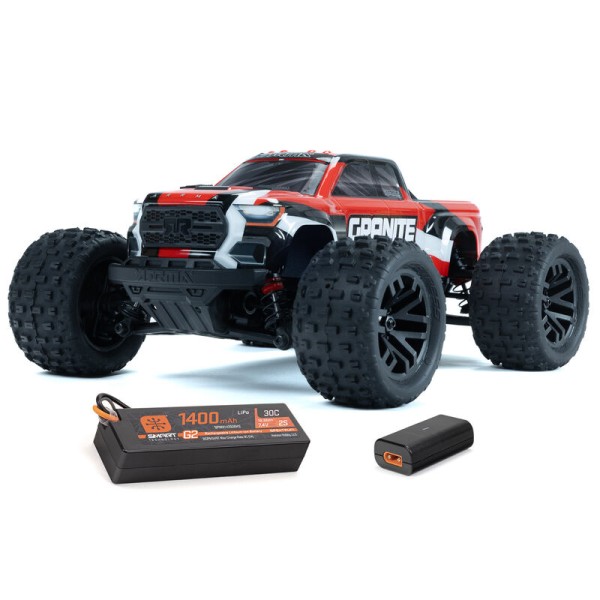 ARRMA 1/18 GRANITE GROM 4X4 RTR Brushed Monster Truck (Battery & Charger Included), Red