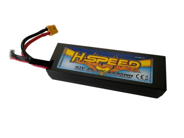 LiPo 4500mAh 11.1V 30C Hardcase Racing Akku H-SPEED mit XT60-Stecker und XH (139,5x47,5x25,1mm)